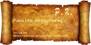 Pantits Krisztofer névjegykártya